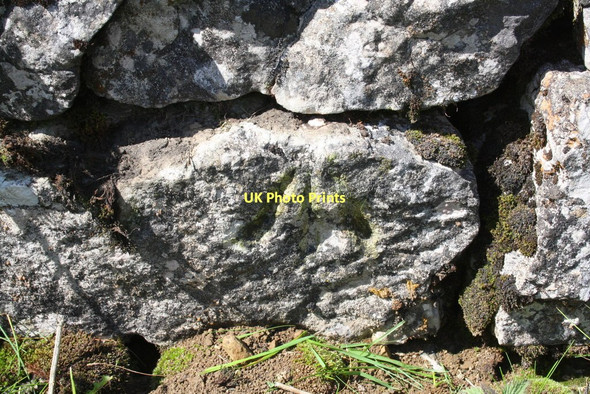 Photo 6"x4" Benchmark on stone in wall of Cam High Road Gayle c2011