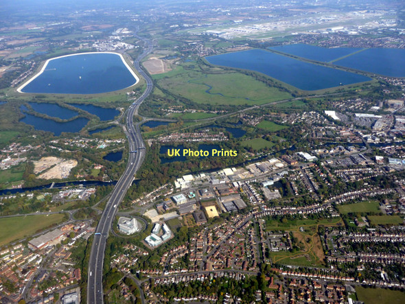 Photo 6"x4" Staines Reservoirs from the Air Staines c2011