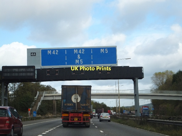 Photo 6"x4" Gantry sign before M42\/M5 junction Bromsgrove c2011