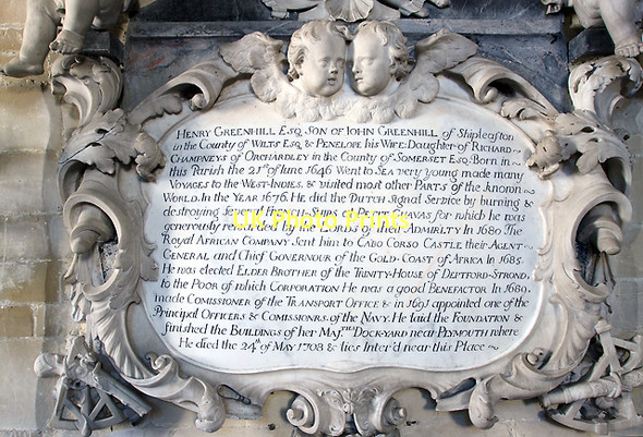 Photo 6"x4" Monument to Henry Greenhill - St John the Baptist church, Stockton (detail - 1) Stockton\/ST9838 c2011