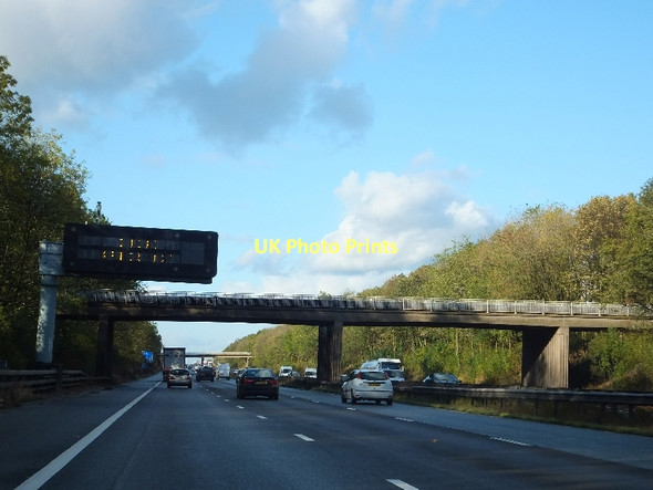 Photo 6"x4" Motorway gantry and farm bridge over M6 Balterley c2011