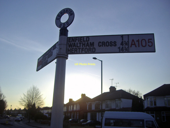 Photo 6"x4" Fingerpost on the corner of Village Road Enfield\/TQ3396 c2009