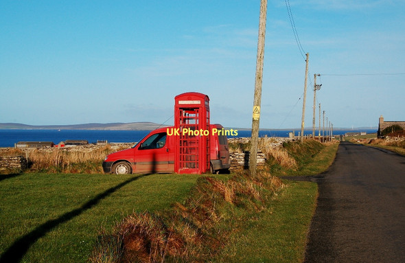 Photo 6"x4" Proper Red GPO Phonebox Burroughston c2011
