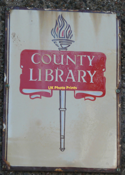 Photo 6"x4" Old sign on the library, Ballantrae Ballantrae c2011