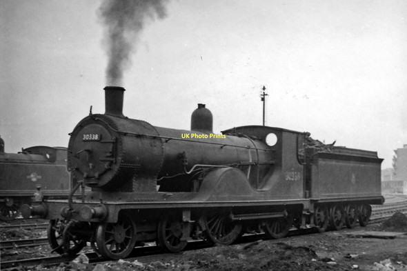 Photo 6"x4" Ex-LSW 'Greyhound' 4-4-0 at Nine Elms Locomotive Depot Westminster c1958
