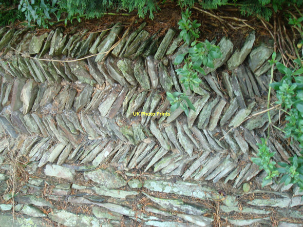 Photo 6"x4" Herringbone wall Grampound Road c2011