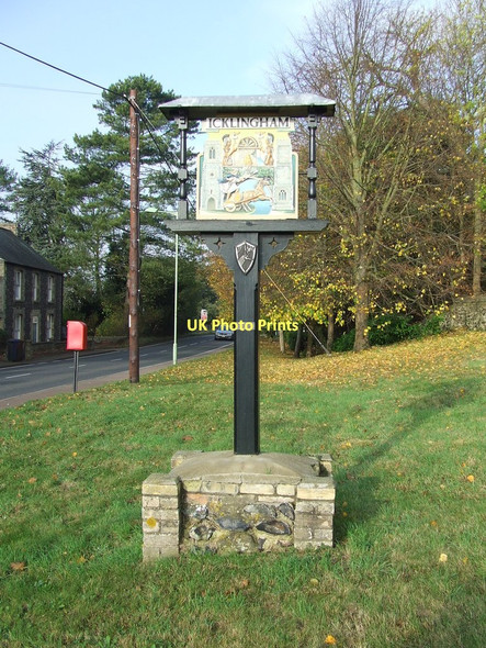Photo 6"x4" Village Sign Icklingham c2011