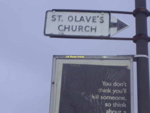Photo 6"x4" Old sign to St Olave's church, Rowan Road Mitcham c2009