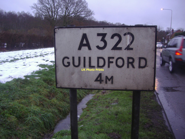 Photo 6"x4" Pre-Worboys route confirmation sign on the A322, Fox Corner Fox Corner\/SU9654 c2009