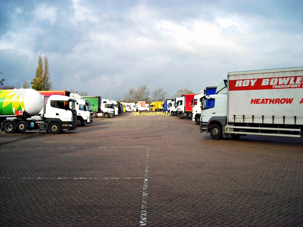Photo 6"x4" Lorry park at South Mimms Services Ridge\/TL2100 c2011