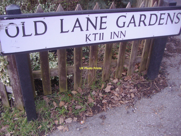 Photo 6"x4" Sign for Old Lane Gardens, Effingham Martyr's Green c2010
