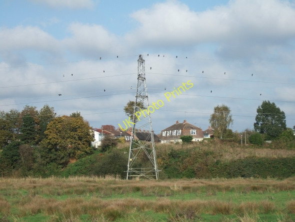 Photo 6"x4" Electricity pylon and Countess Wear, Exeter Lower Wear c2009