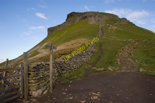 Photo 6"x4" Path junction on the ascent of Pen-y-Ghent Brackenbottom c2009