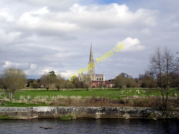 Photo 6"x4" Salisbury Cathedral and water meadows Salisbury c2006