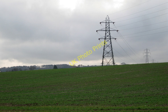 Photo 6"x4" Power lines change direction south-east of Mowlish Barn Cofton c2009