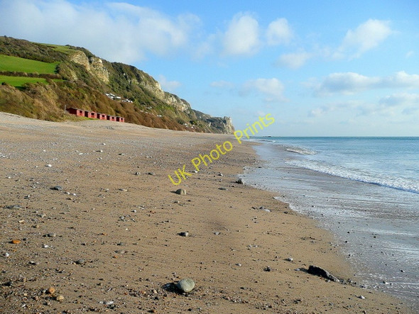 Photo 6"x4" Branscombe beach - looking east Vicarage c2009