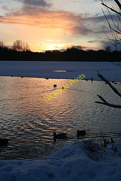 Photo 6"x4" Winter Sunset on Forfar Loch Forfar c2010