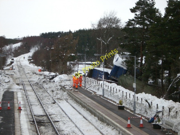 Photo 6"x4" Repair work following the derailment at Carrbridge Station Ellan c2010