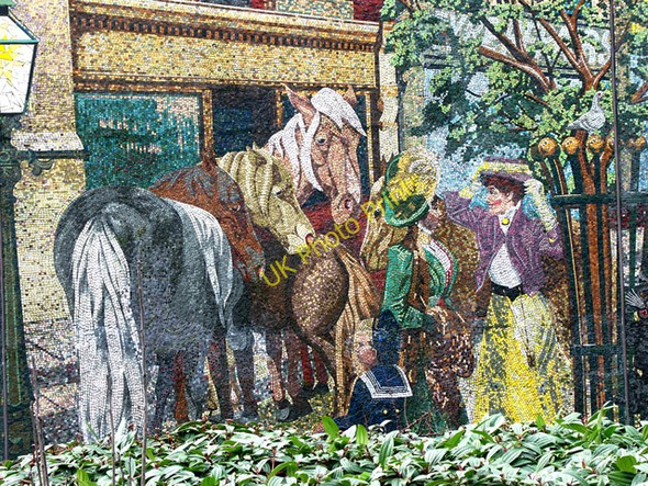Photo 6"x4" Detail of Horse Fair mosaic mural Lee Bank c2004