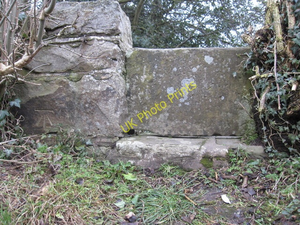 Photo 6"x4" Stone stile and a bench mark Mold\/Yr Wyddgrug c2010