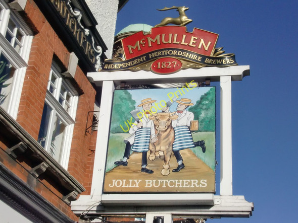 Photo 6"x4" Sign for Jolly Butchers Public House, Baker Street, Enfield Enfield\/TQ3396 c2010