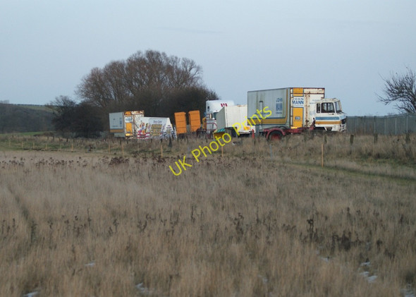 Photo 6"x4" Graveyard for old lorries on the dismantled railway Honington\/SK9443 c2009