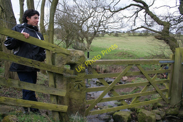 Photo 6"x4" Bridleway Gate with Bench Marked Post Stainburn\/SE2448 c2010