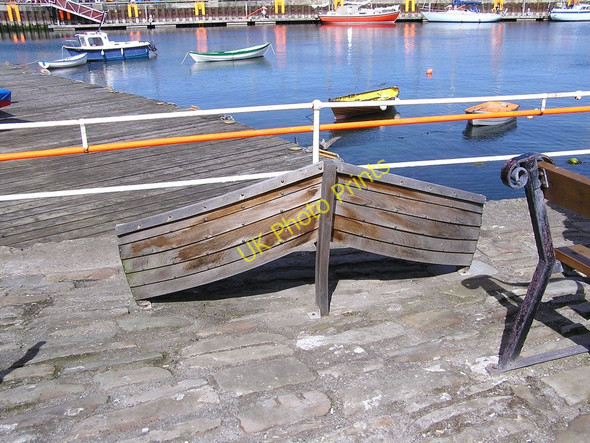 Photo 6"x4" Boat shaped bench at Small Boat Harbour Lerwick c2007