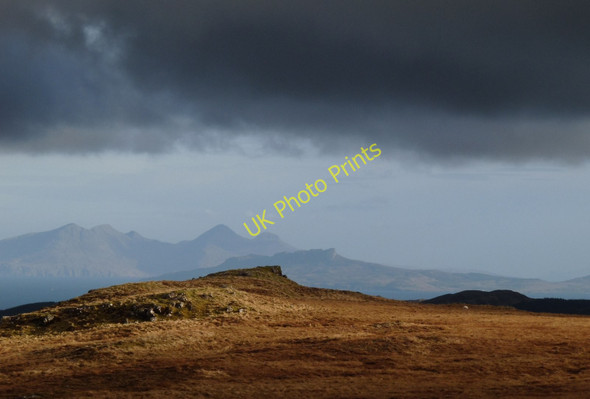Photo 6"x4" Sun blinks on Rum and Eigg Beinn Bhuidhe\/NM5662 c2010