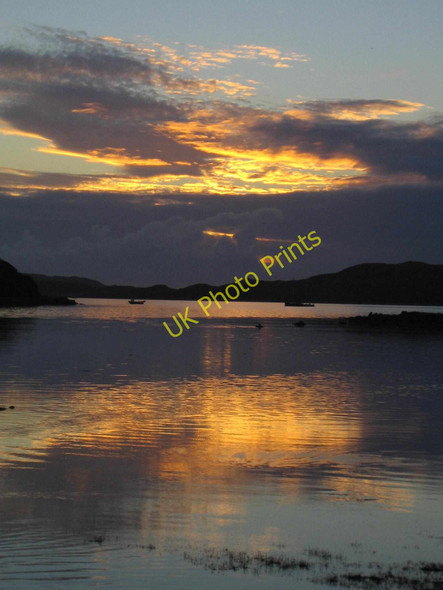 Photo 6"x4" Sunset over Loch na Lathaich Bunessan c2006