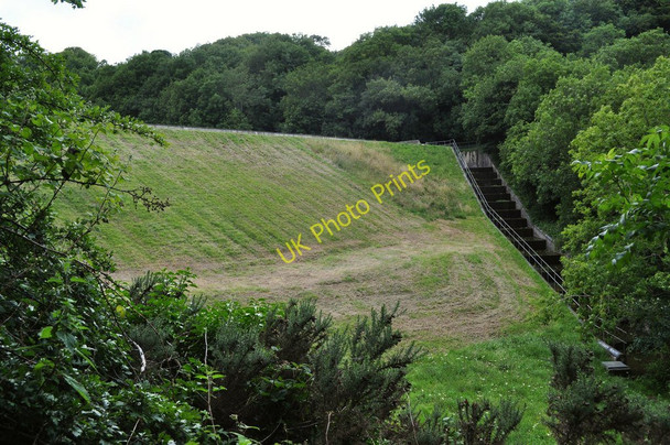 Photo 6"x4" Slade Reservoir where the water leaving the pool cascades down concrete steps and becomes the West Wilder Brook Ilfracombe c2010