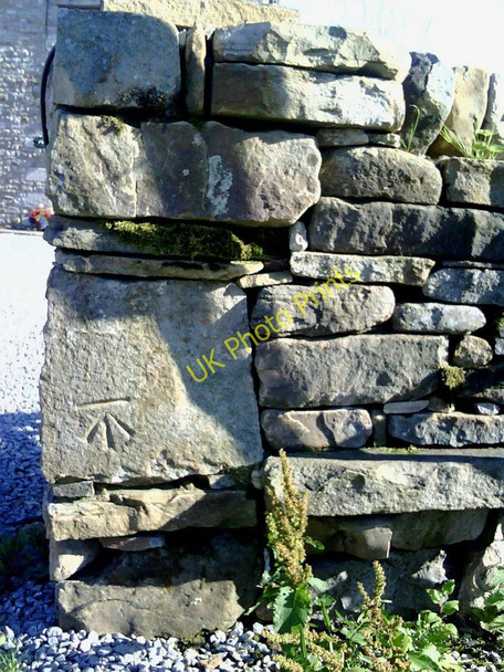 Photo 6"x4" Benchmark on wall at entrance to 'The Barn' Appersett Appersett c2010