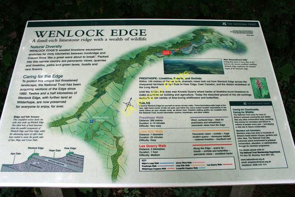 Photo 6"x4" Wenlock Edge information board Presthope c2010