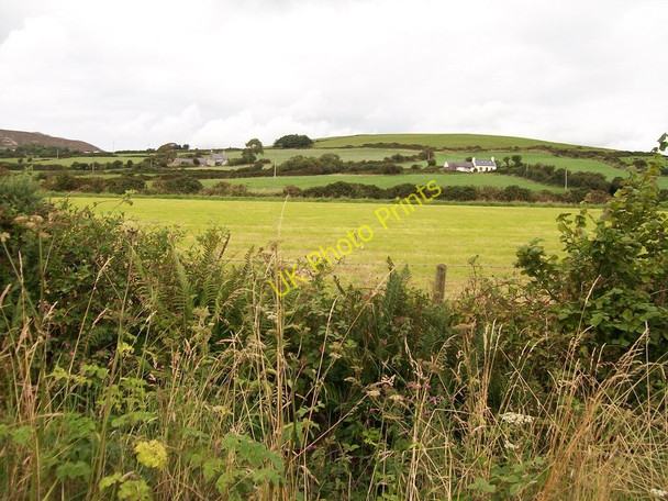 Photo 6"x4" View across a harvested hay field towards Cae-canol and Mur Llwyd cottages Penbodlas c2010