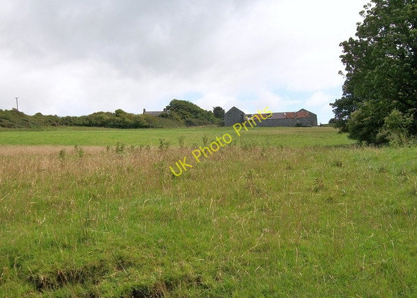 Photo 6"x4" A view across farmland to the derelict farm buildings at Plas Pen-y-graig\/SH2033 c2010