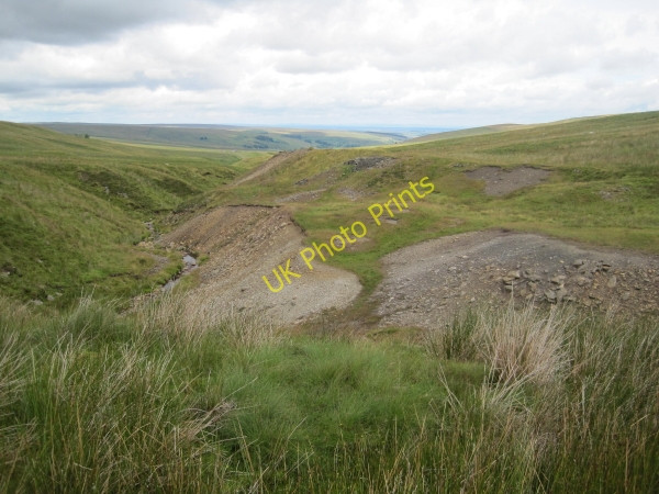 Photo 6"x4" Spoil Heaps and Wellhope Burn  below Wellhope Mine Carrsheild c2010