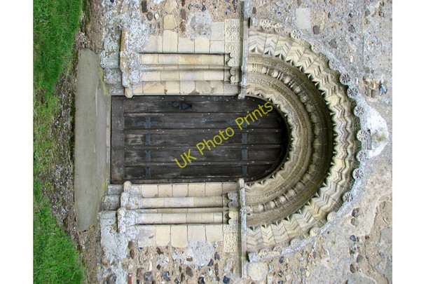 Photo 6"x4" St Margaret's church in Hales - the Norman north doorway Hales\/TM3897 c2010