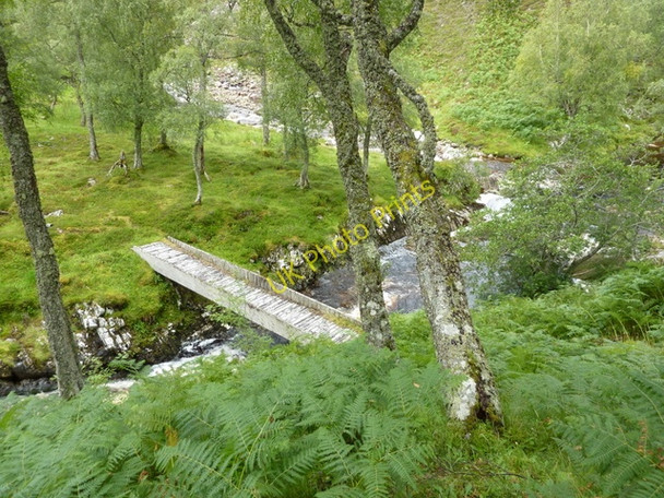 Photo 6"x4" Footbridge across Water of Glencalvie Cnoc na Tuirbhe c2010