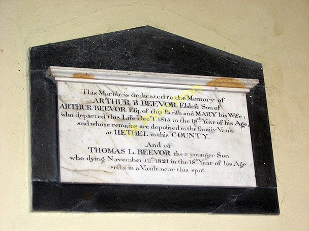 Photo 6"x4" St Andrew's church in Honingham - C19 memorial Honingham c2010