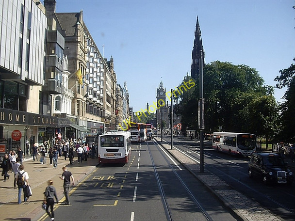 Photo 6"x4" Bus stop and new tramlines in Princes Street Edinburgh c2010