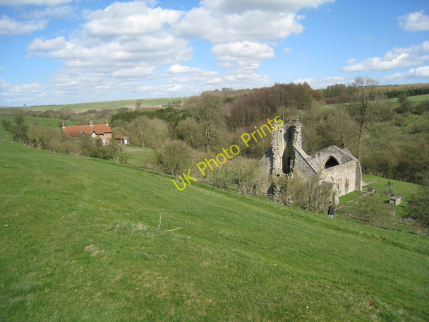 Photo 6"x4" Looking down on the remains of St. Martin's church Wharram Percy Wharram Percy c2009