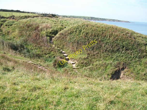 Photo 6"x4" The coastal path crossing the cliff top section of Afon Rhos Rhos-y-llan c2010