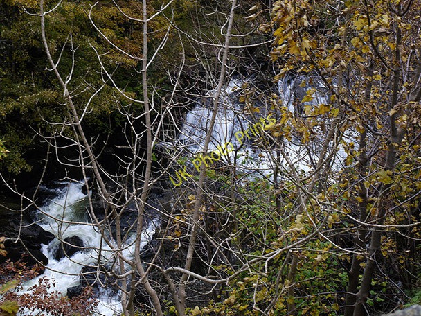 Photo 6"x4" Waterfall through the trees Capel Curig c2010