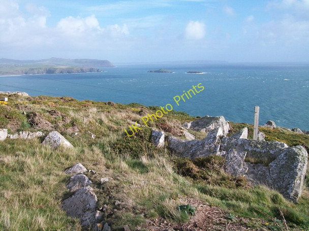 Photo 6"x4" Rock outcrops, rough pasture, and gorse on Pen y Cil head Uwchmynydd c2010