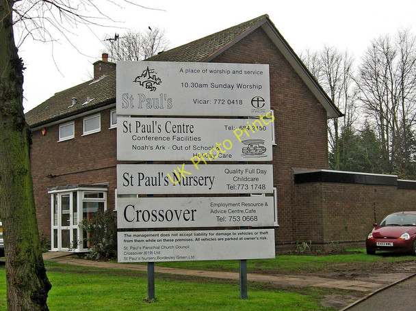 Photo 6"x4" St Paul's Church sign board, 405 Belchers Lane, Bordesley Green Birmingham c2010