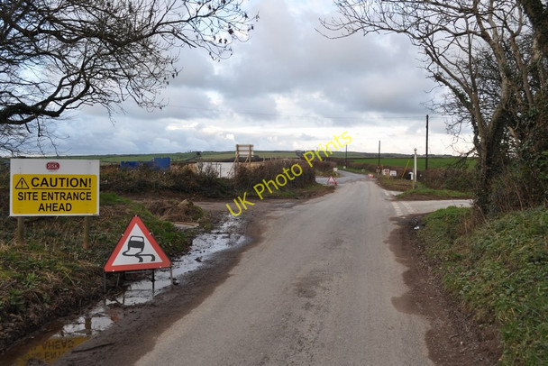 Photo 6"x4" Fullabrook Down Wind Farm construction site entrance near Burland Cross Bittadon c2010