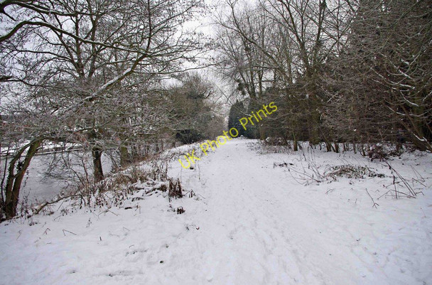 Photo 6"x4" Geopark Way by River Severn in snow Stourport-on-Severn c2010