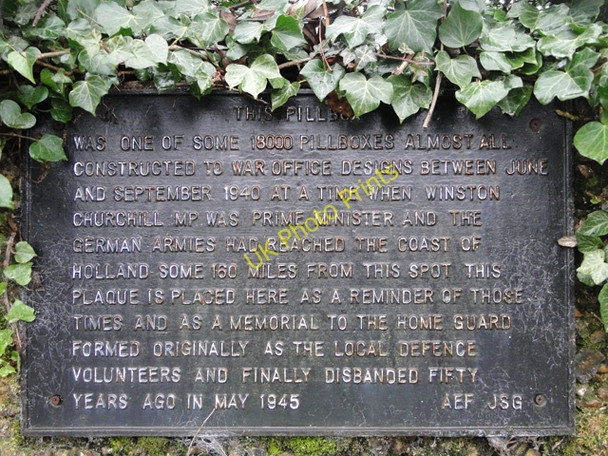 Photo 6"x4" Memorial plaque to pillboxes everywhere at Diss Diss c2010