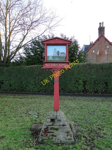 Photo 6"x4" Sutton St James village sign Sutton St James c2011