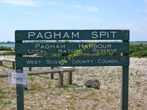 Photo 6"x4" Pagham Spit sign by car park Pagham c2010
